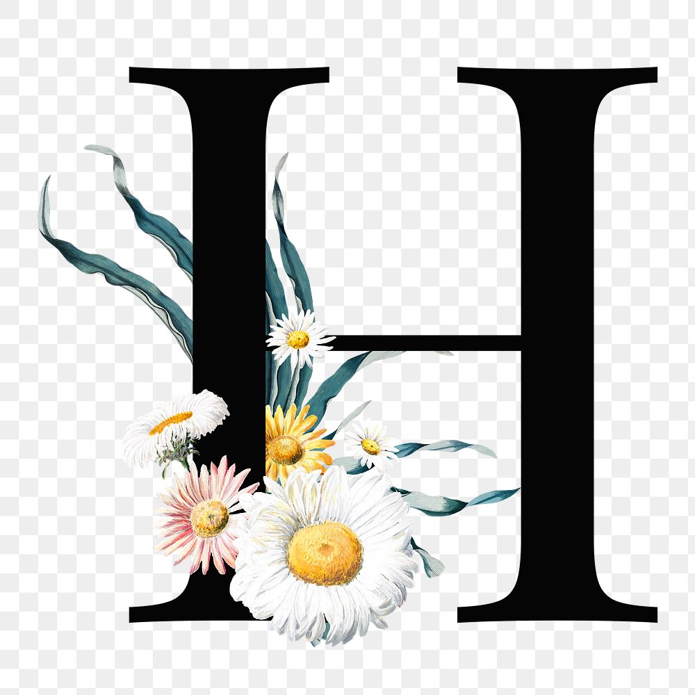 H png floral alphabet font