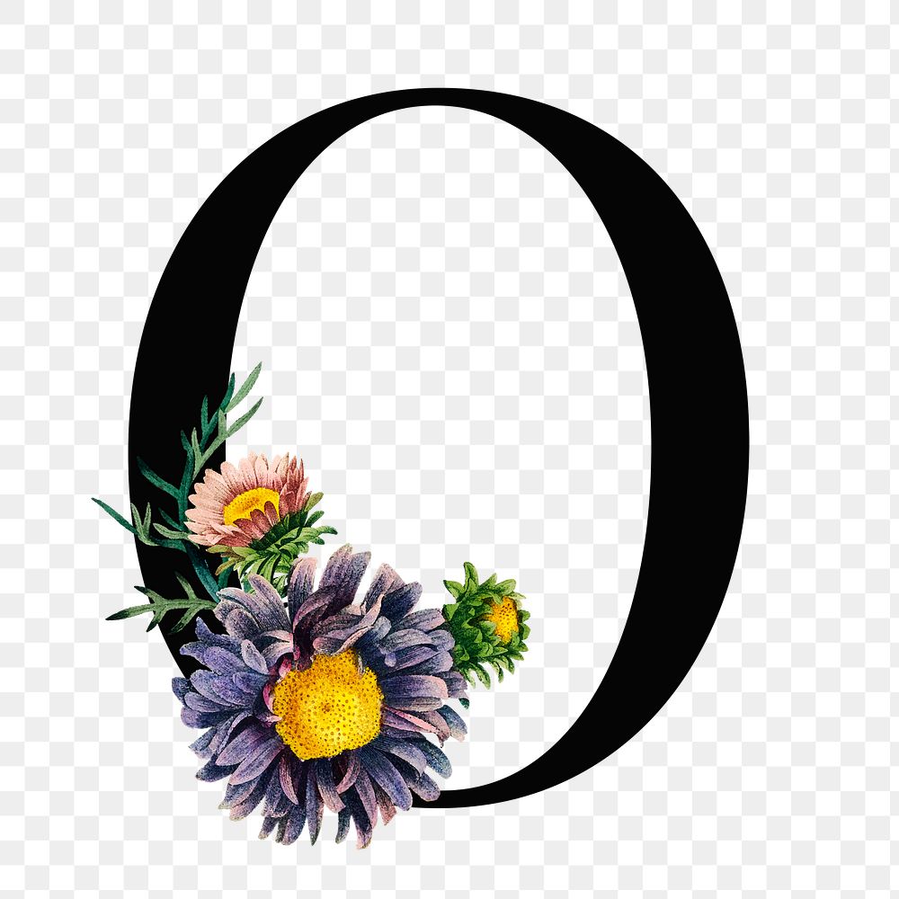 O floral alphabet lettering png