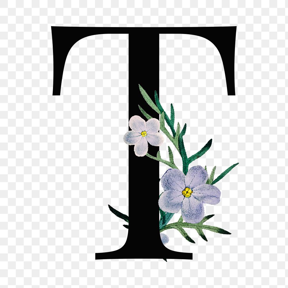 T png floral alphabet font
