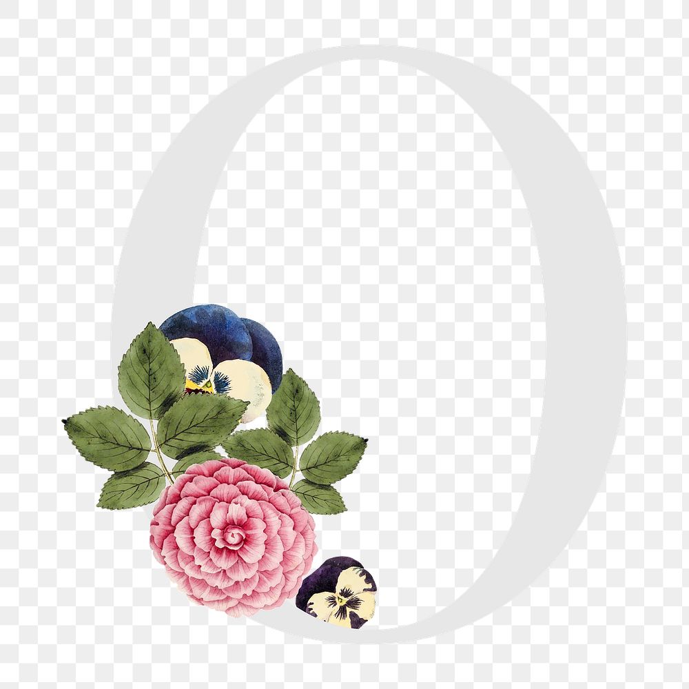 Flower decorated capital letter O typography