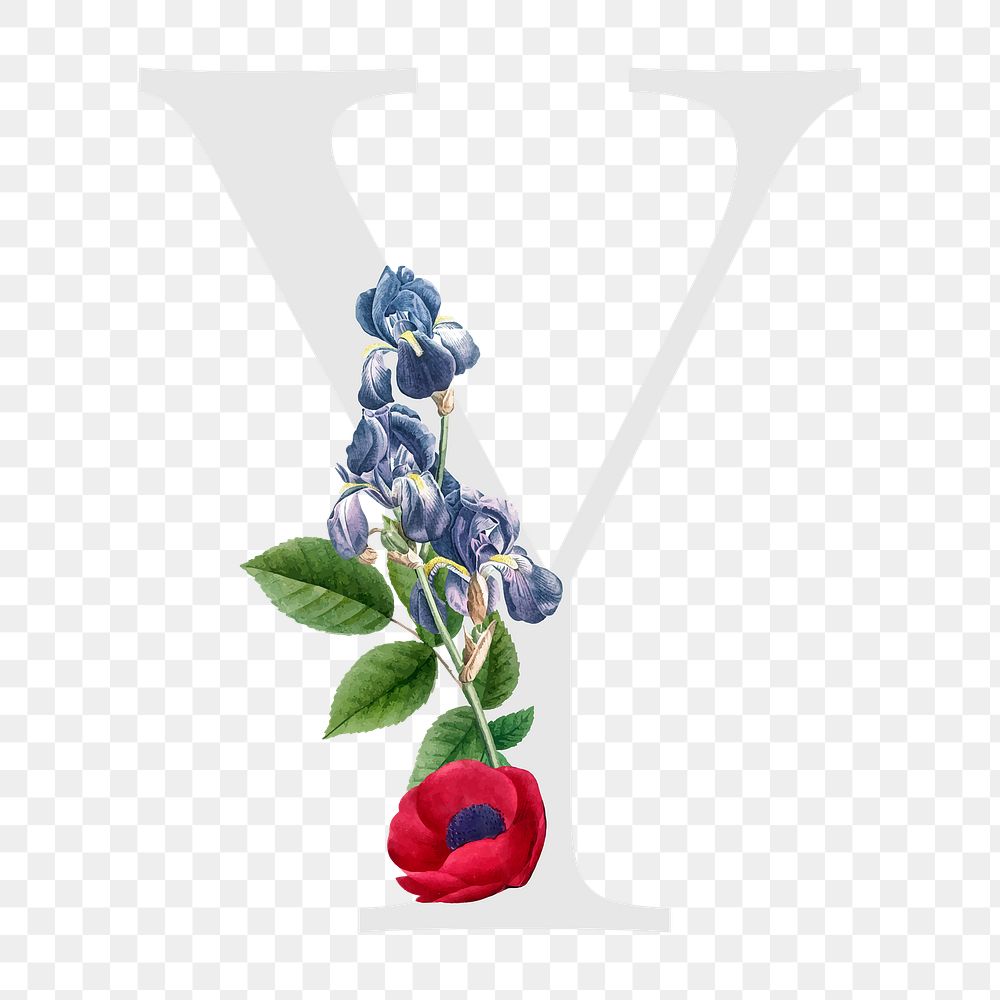 Flower decorated capital letter Y typography