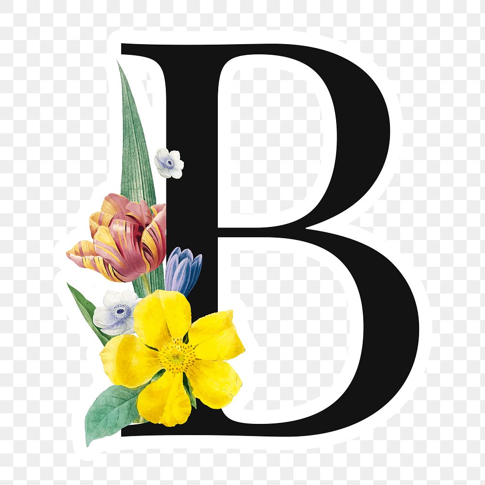 Flower decorated capital letter B typography
