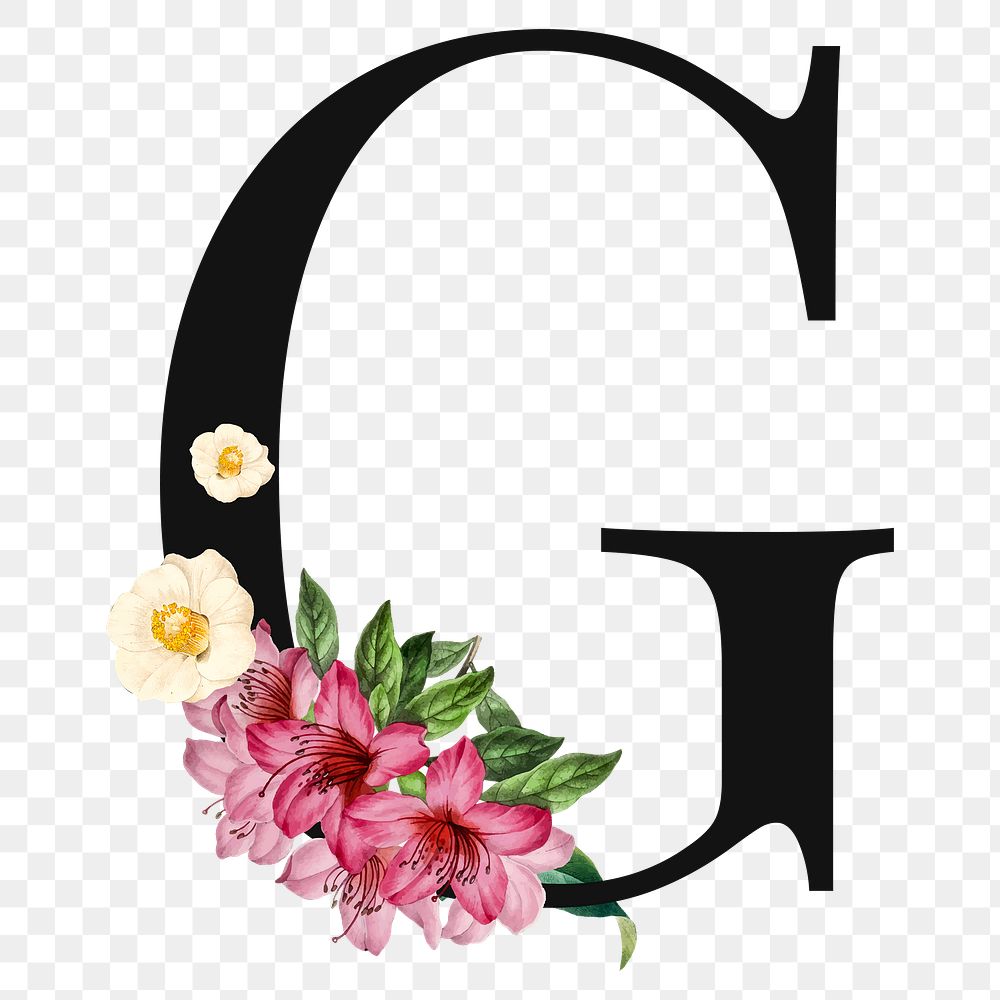 Flower decorated capital letter G typography