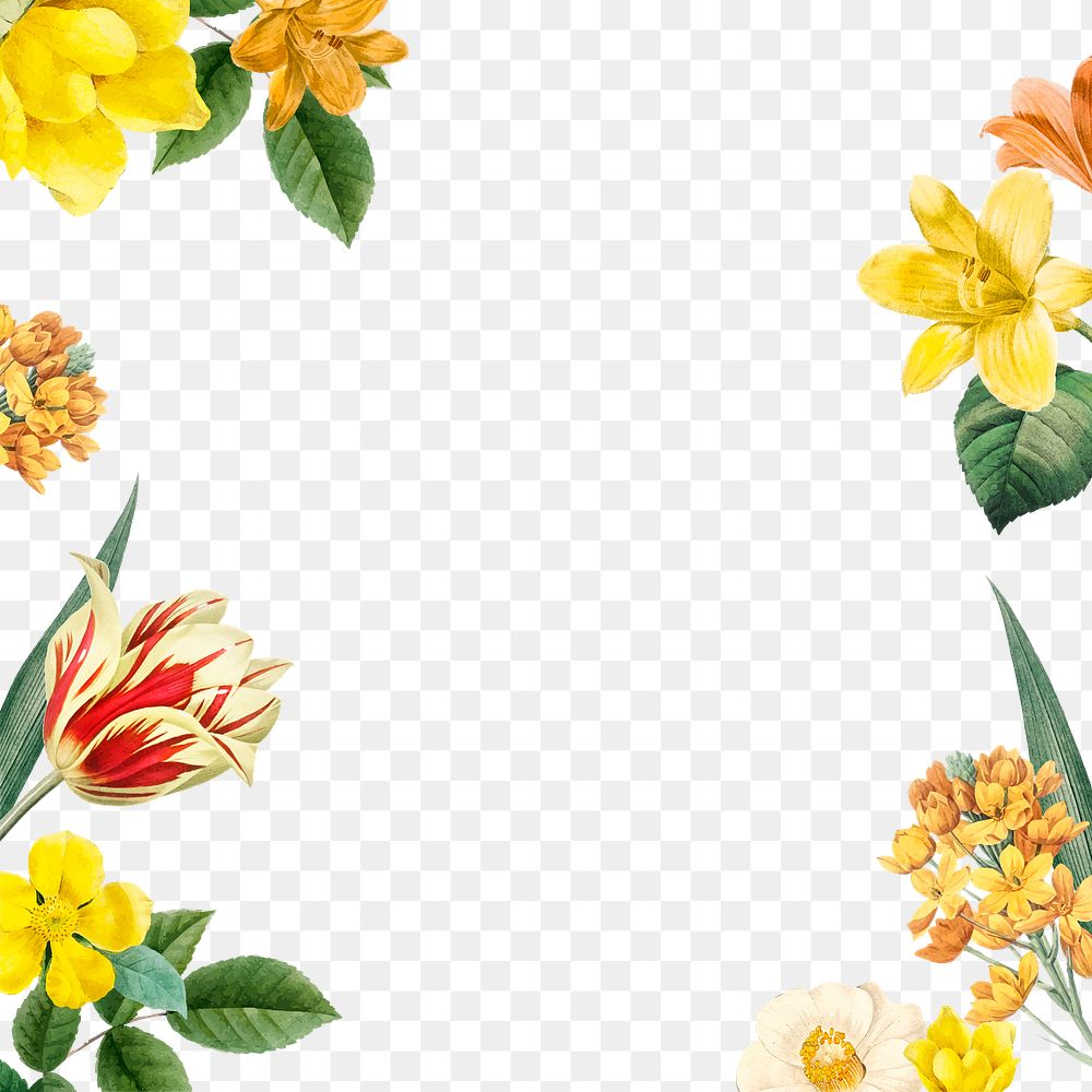 Yellow spring flowers decorated frame design element