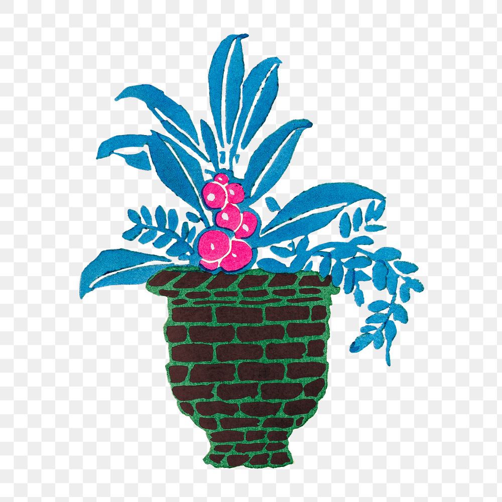 Art deco plant png sticker, vintage illustration