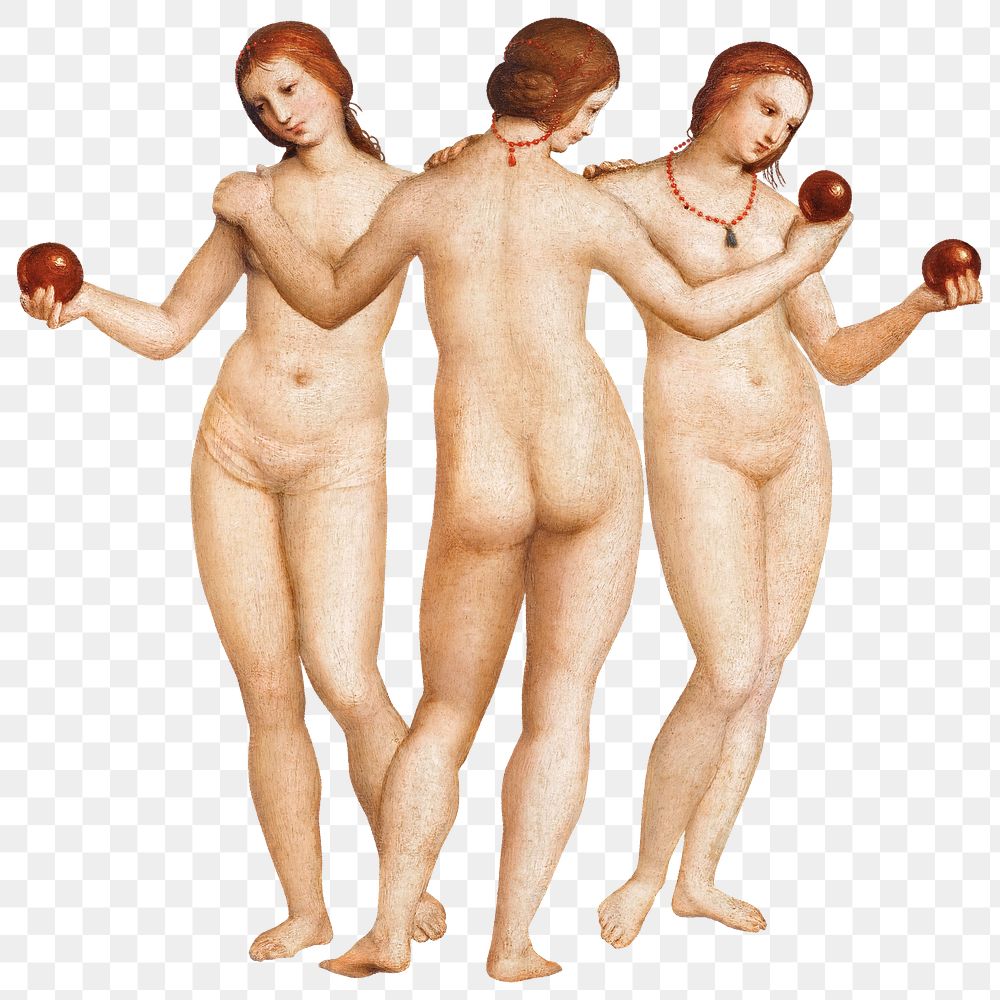 PNG nude goddess, Three Graces famous painting, remixed from artworks by Raphael