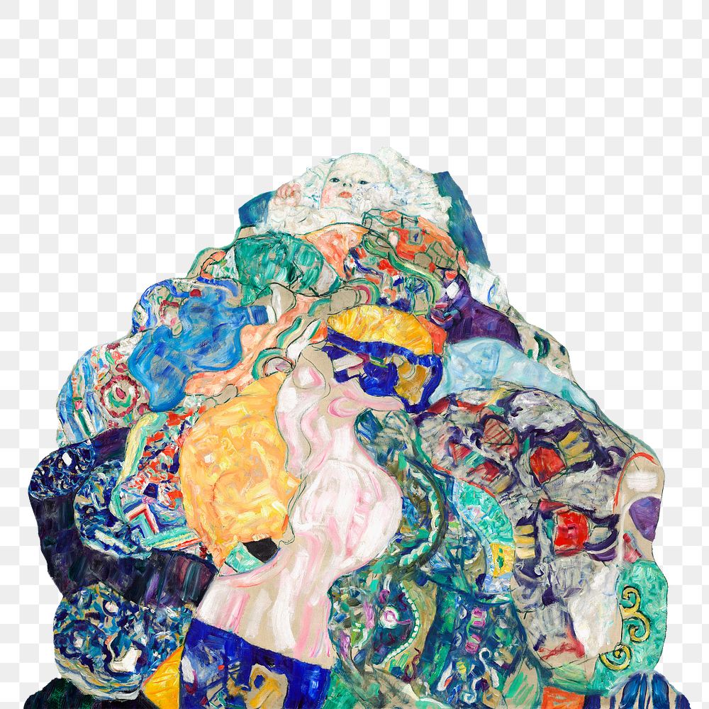 Png Gustav Klimt's Baby sticker, abstract painting on transparent background, remastered by rawpixel
