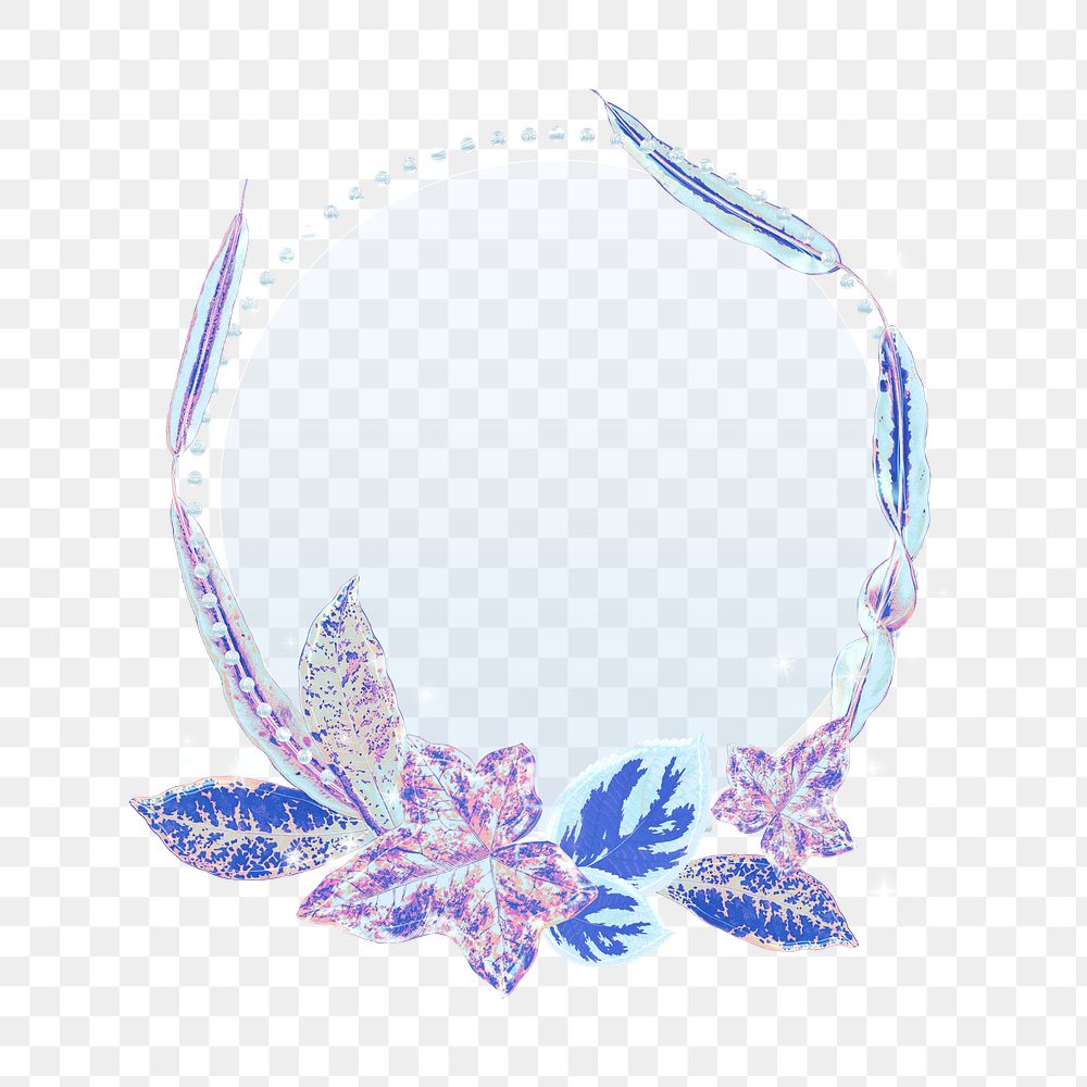Png blue flower frame, aesthetic illustration on transparent background
