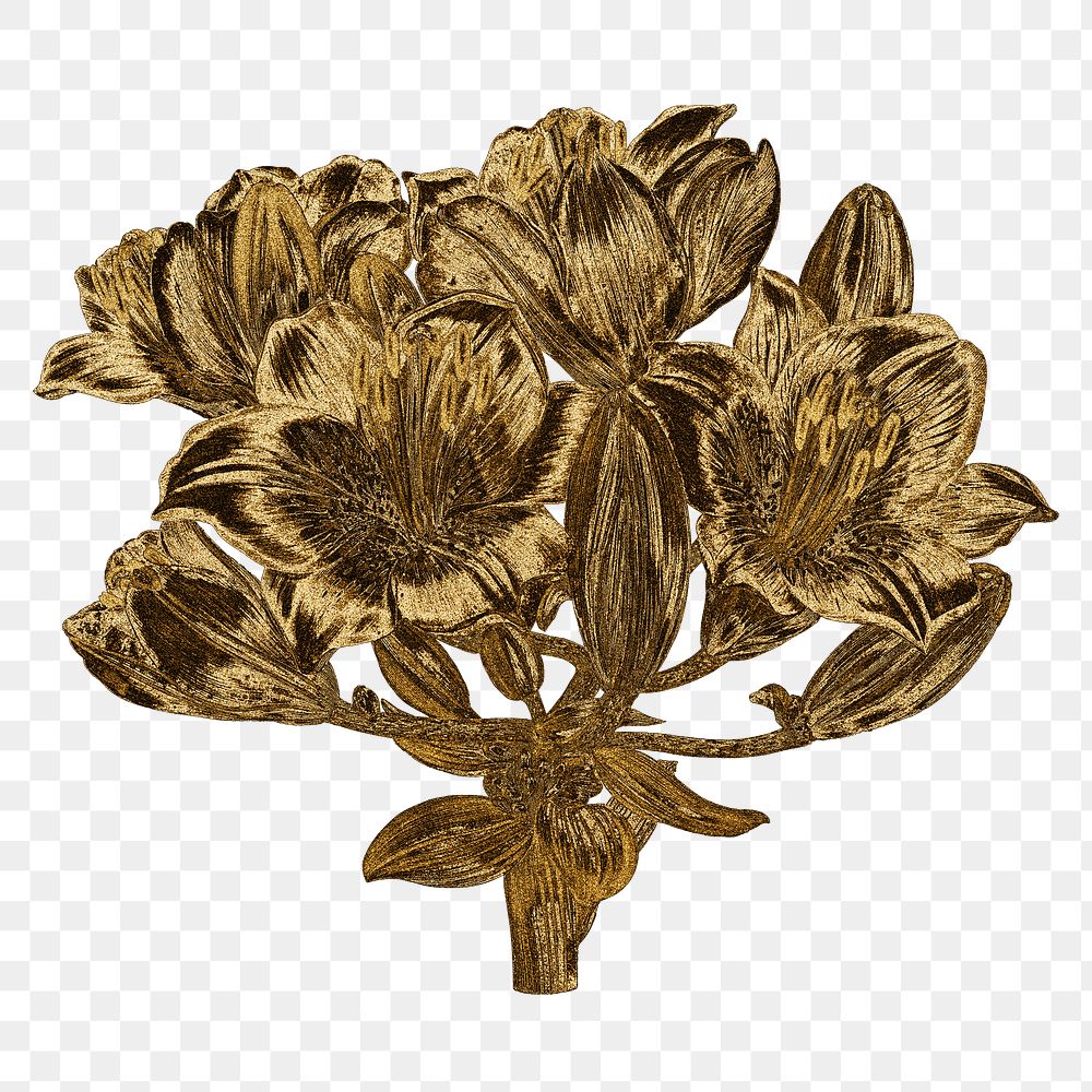 Vintage gold lily flower design element
