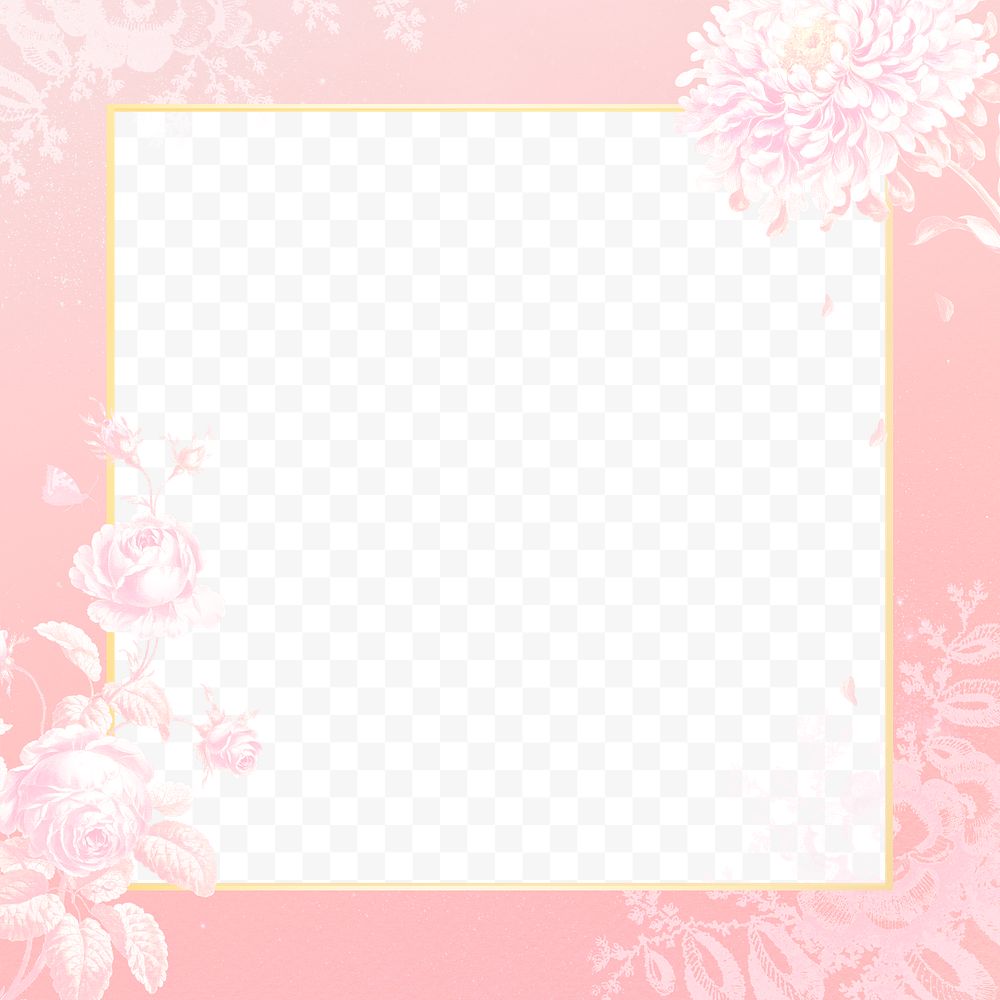 Vintage pink floral frame design element
