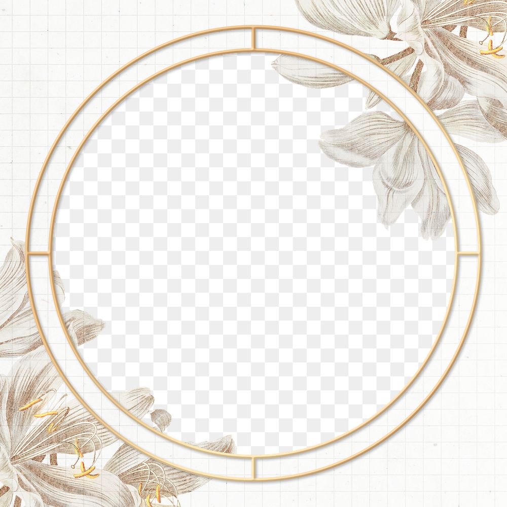 Vintage white lily flower frame design element