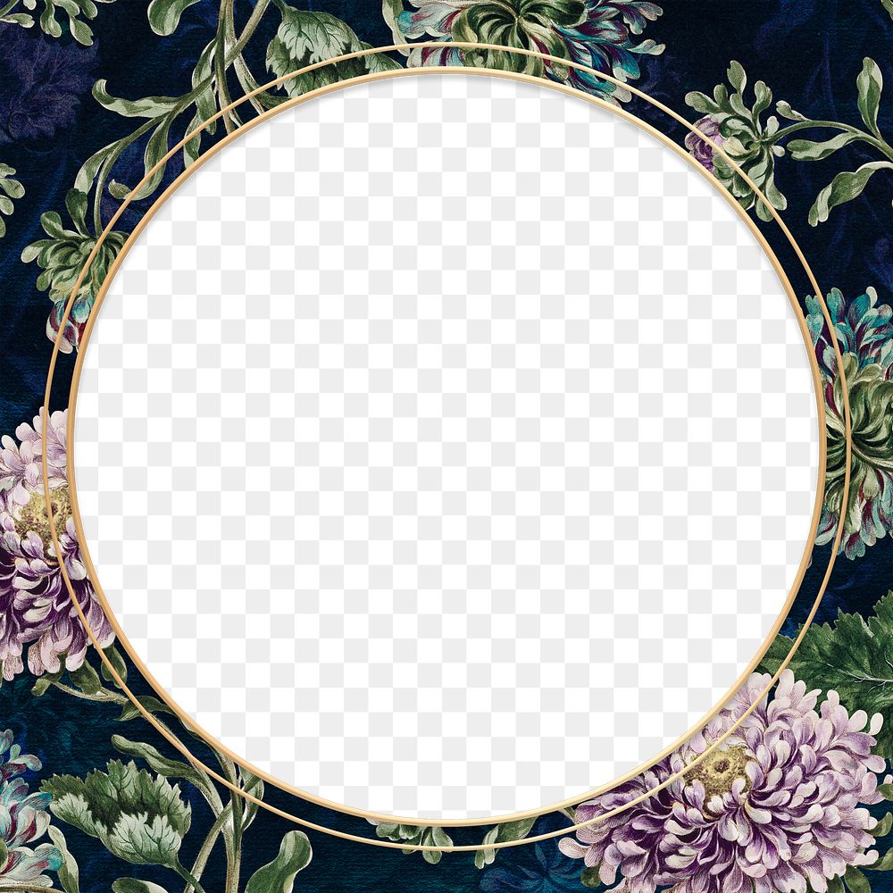 Vintage china aster flower frame on black background design element