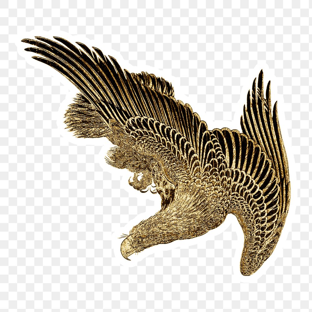 Golden flying eagles sticker design element