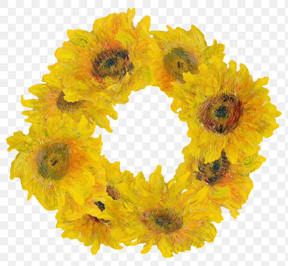 Sunflowers wreath png remixed from the artworks of Claude Monet.