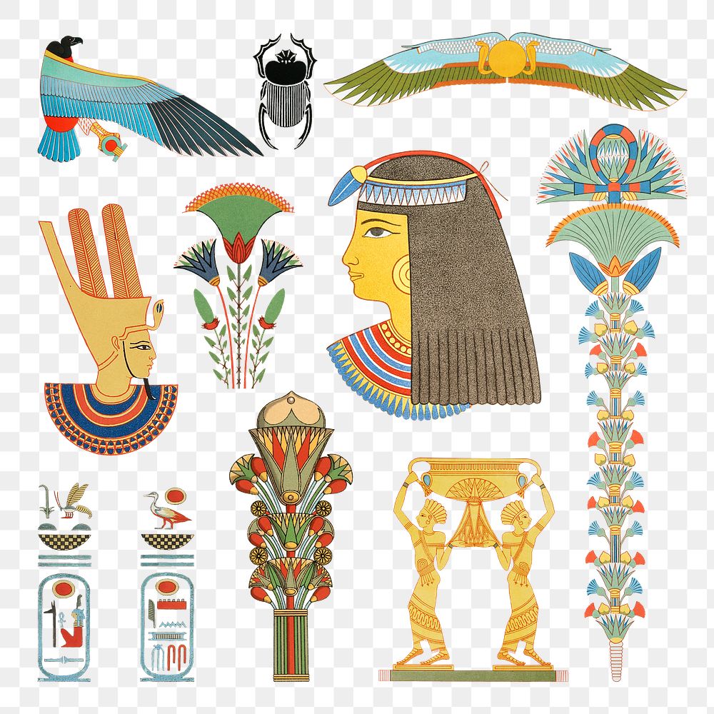Ancient Egyptian ornamental element png sticker set