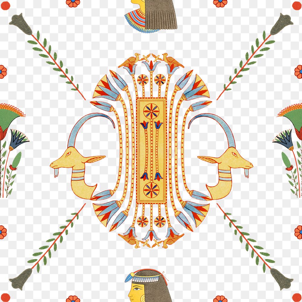 Egyptian ornamental seamless png pattern transaprent background