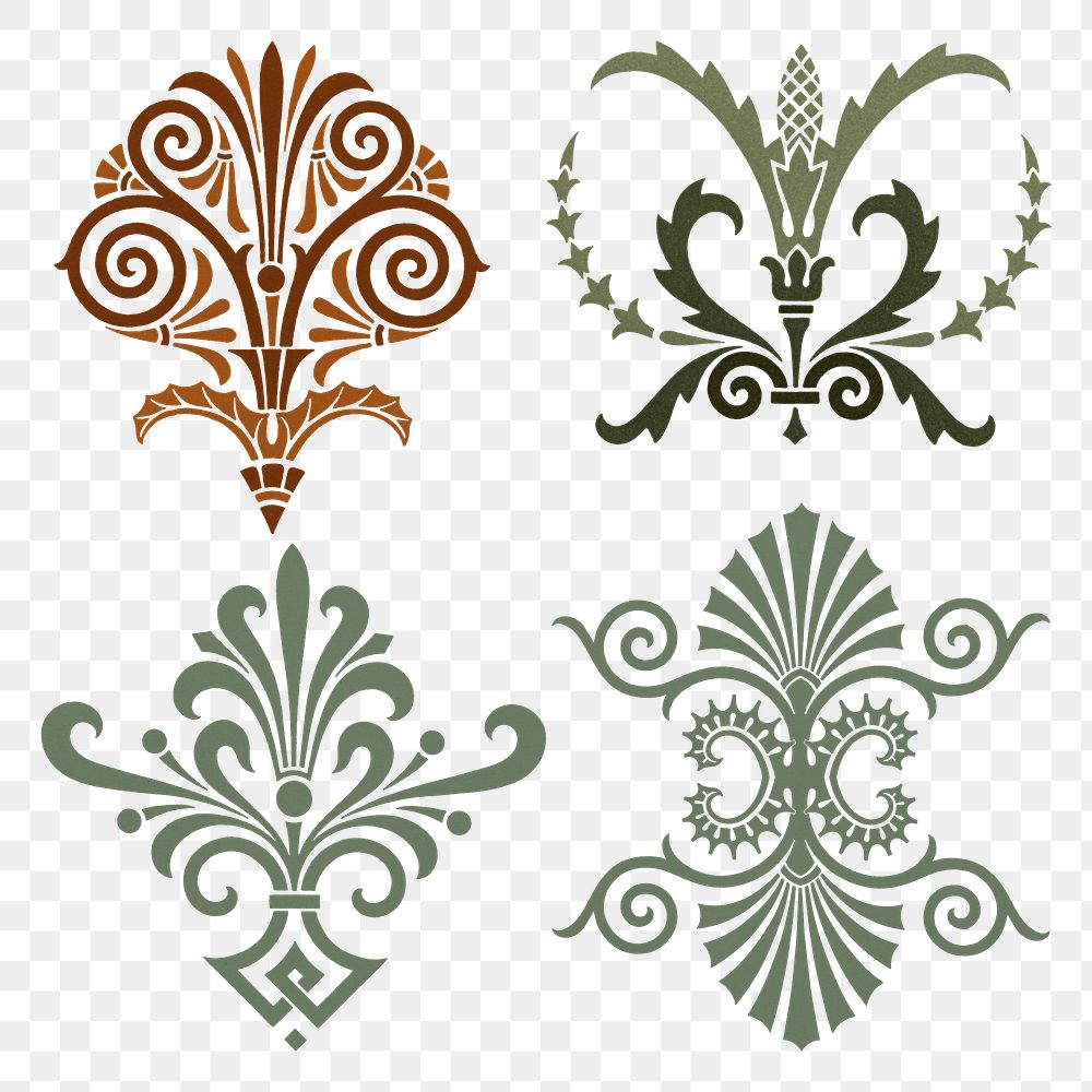 Ancient Greek ornamental element png sticker set