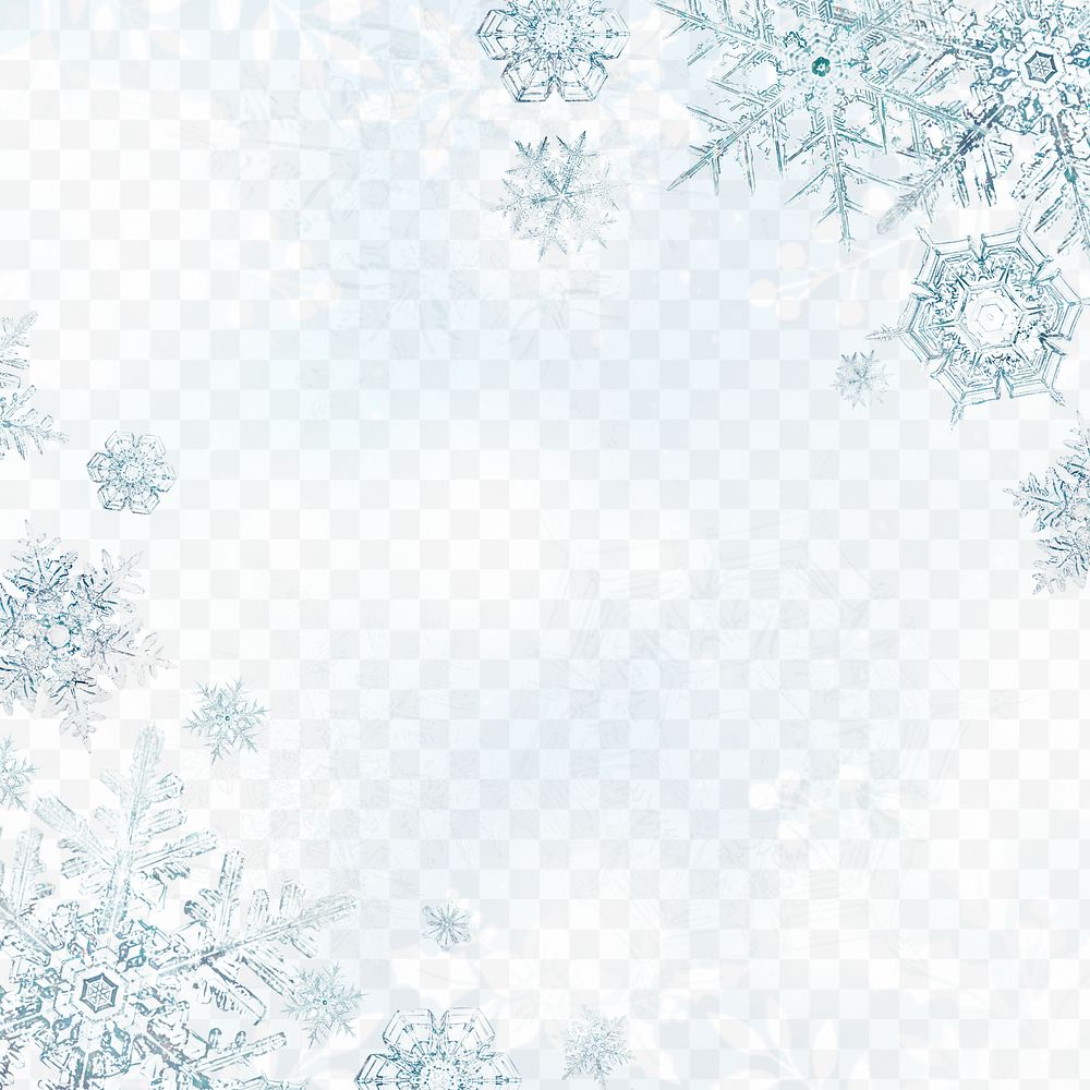 Christmas snowflake transparent frame, remix of photography by Wilson Bentley