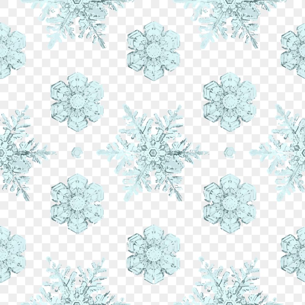 Festive png snowflake seamless pattern background, remix of photography by Wilson Bentley