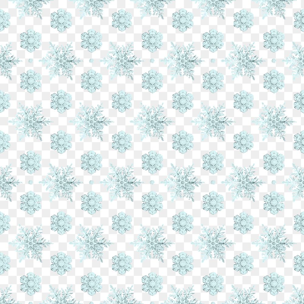 Season&rsquo;s greetings png snowflake seamless pattern background, remix of photography by Wilson Bentley