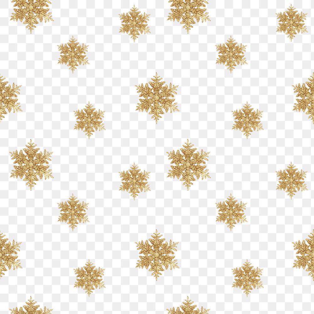 Christmas png gold snowflake seamless pattern background, remix of photography by Wilson Bentley