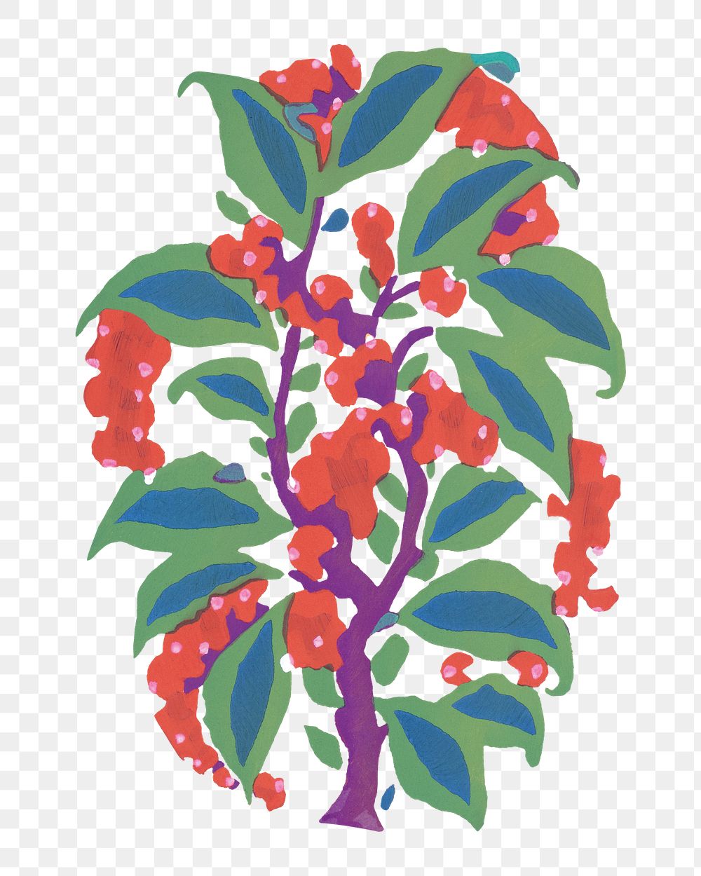 Botanical berry png sticker, Art Nouveau floral clipart
