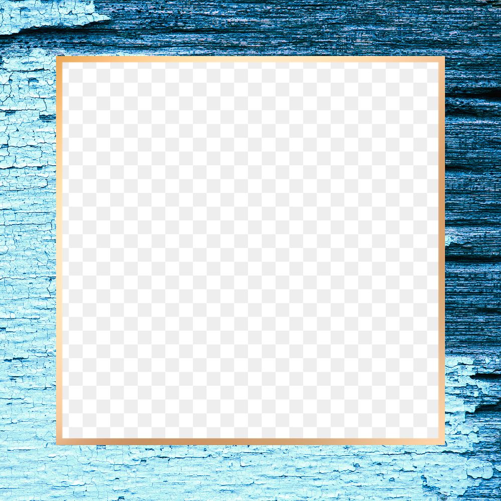 Golden png frame on a wood textured background