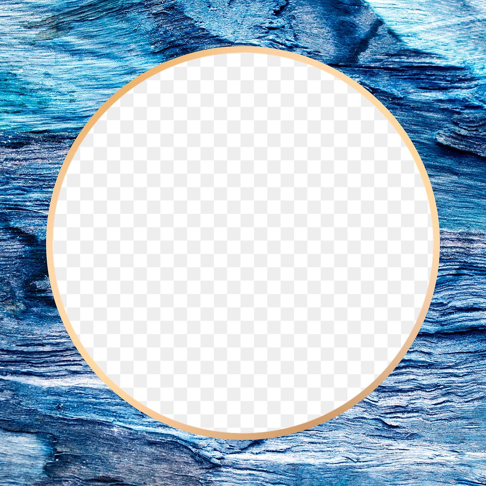 Gold round frame png on a wood texture background
