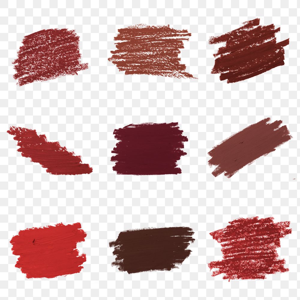 Matte red shade paint brush stroke set