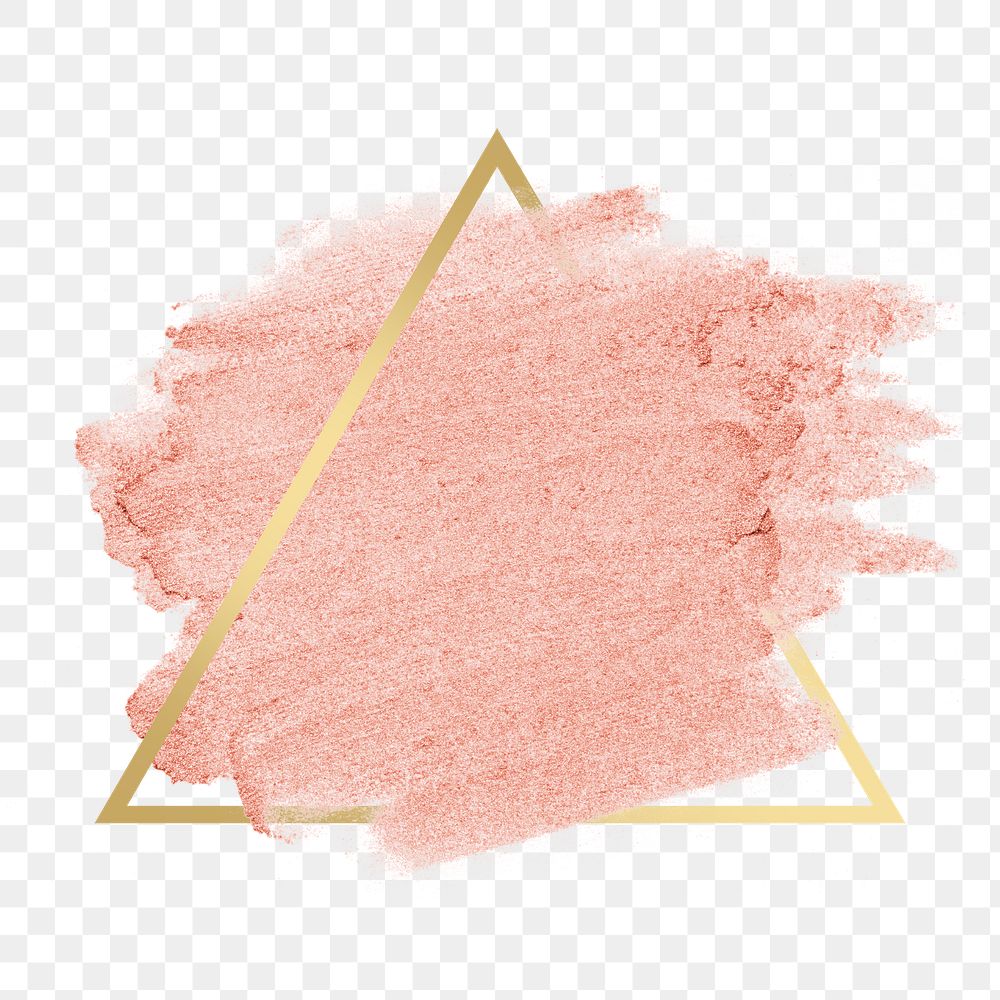 Rose gold pink metallic brush stroke with gold frame 