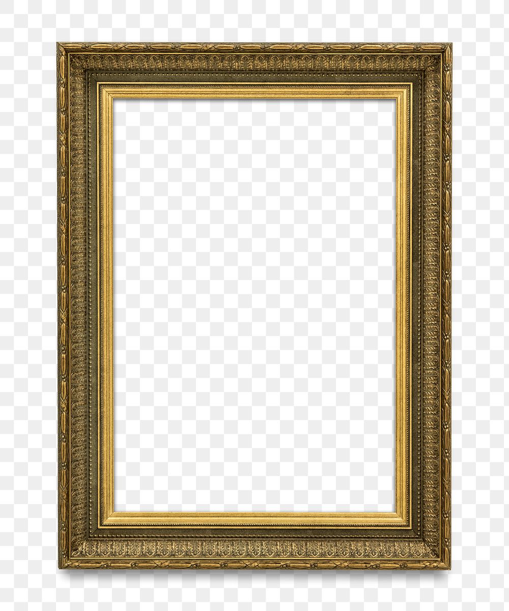 Gold picture frame transparent png