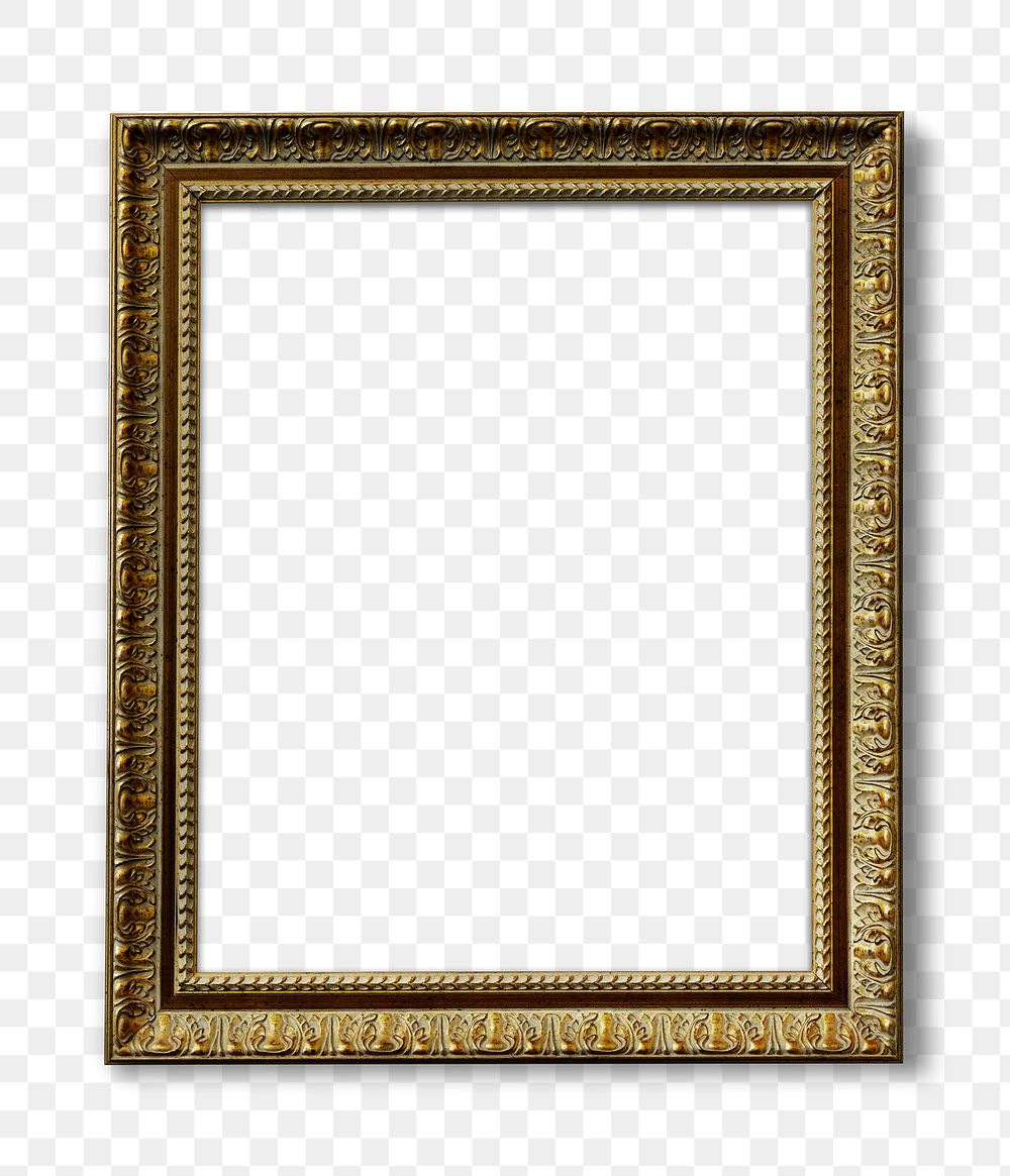 Gold picture frame transparent png