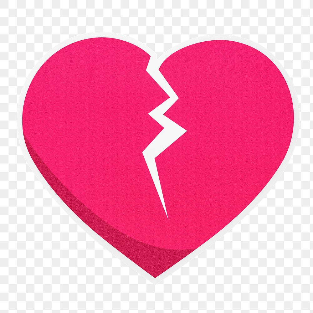 Broken heart paper craft illustration icon design sticker
