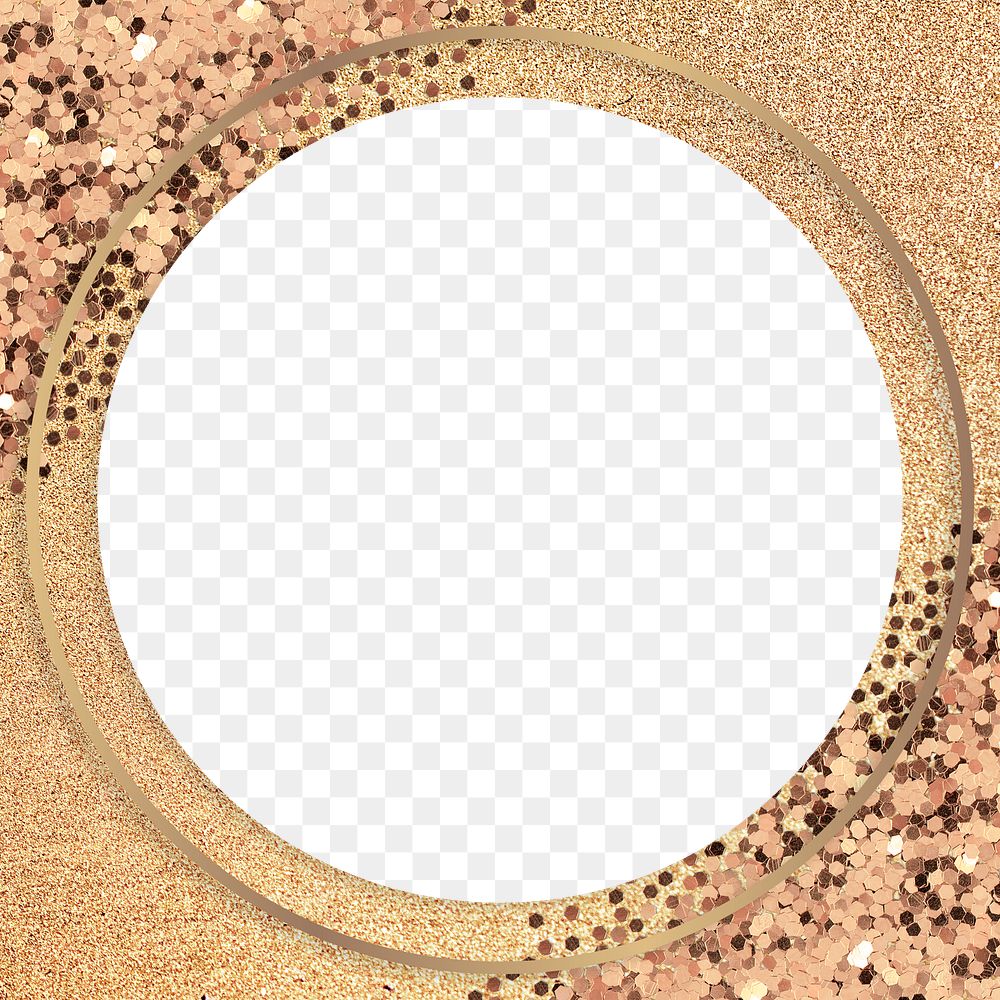 Gold shimmering round frame on a gold background 