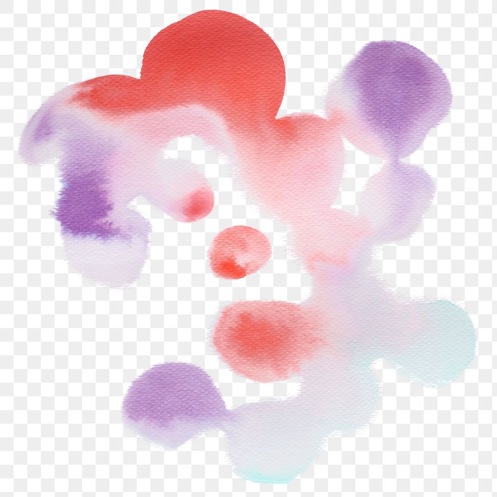 Abstract red and purple watercolor design element transparent png
