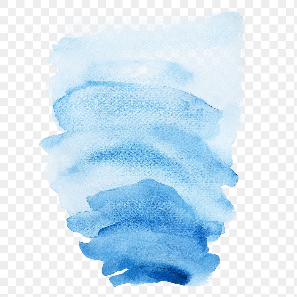 Shades of blue watercolor brush strokes transparent png