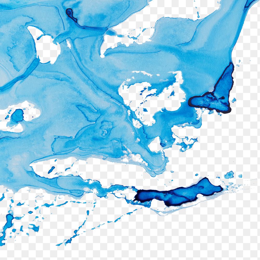 Abstract blue watercolor transparent png