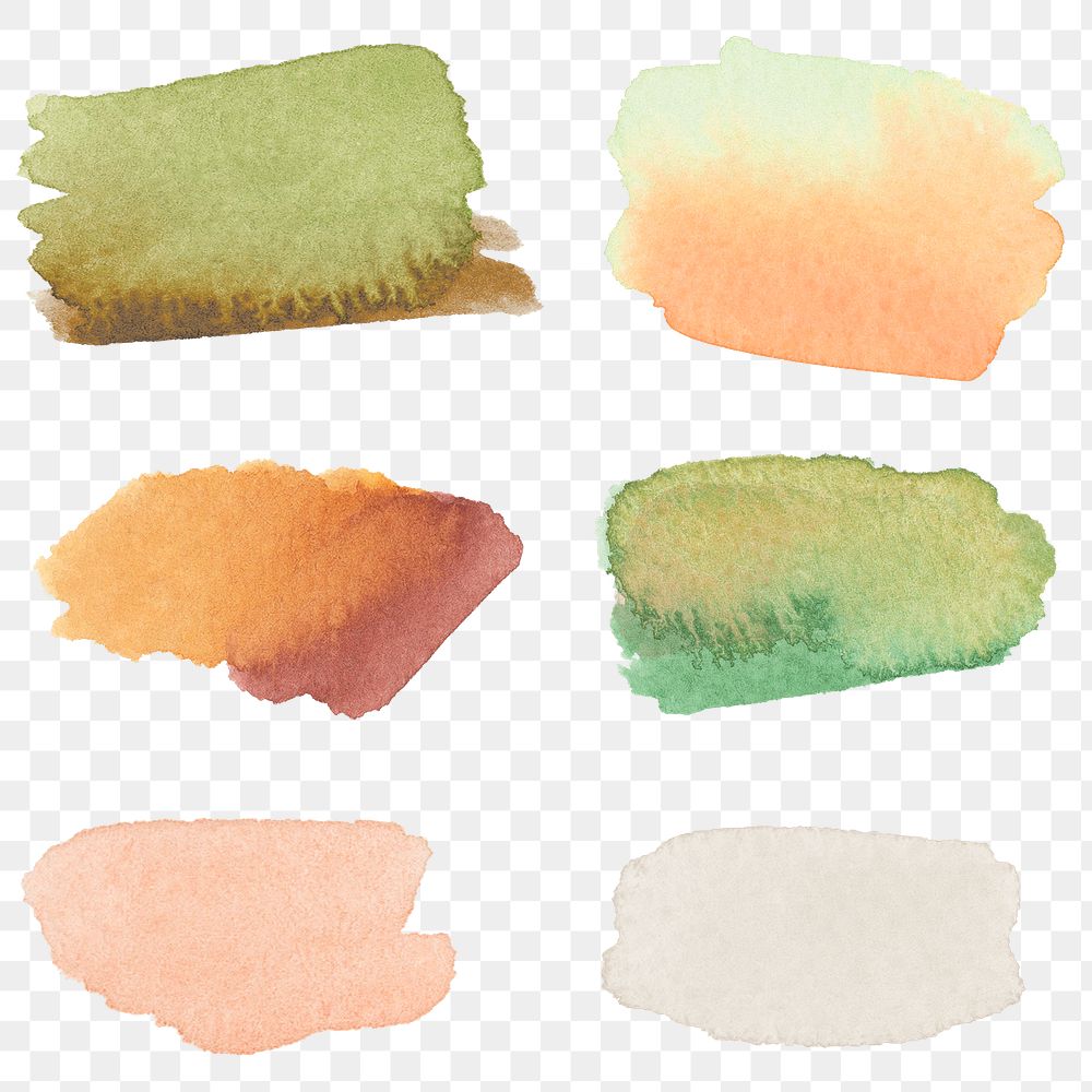 Colorful watercolor brush strokes transparent png