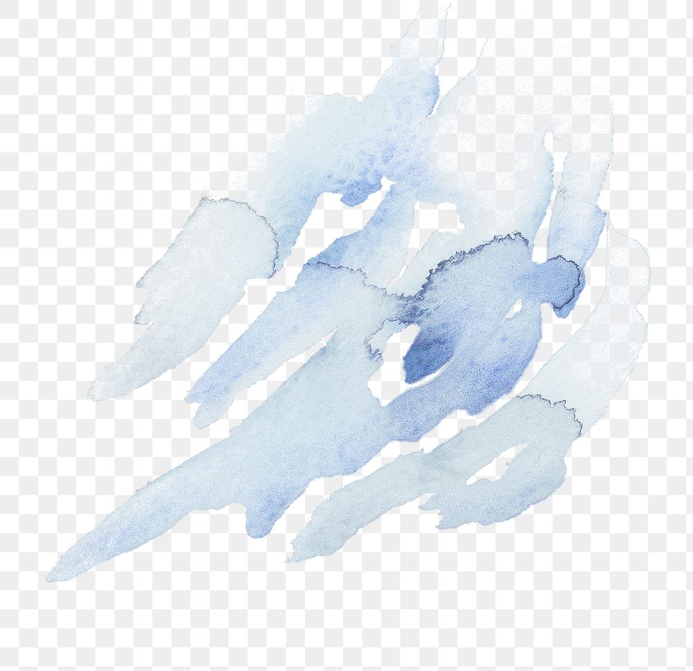 Abstract blue watercolor hand painted transparent png