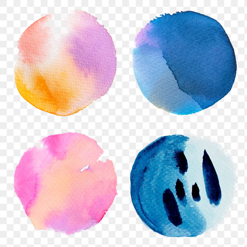 Round colorful watercolor set transparent png