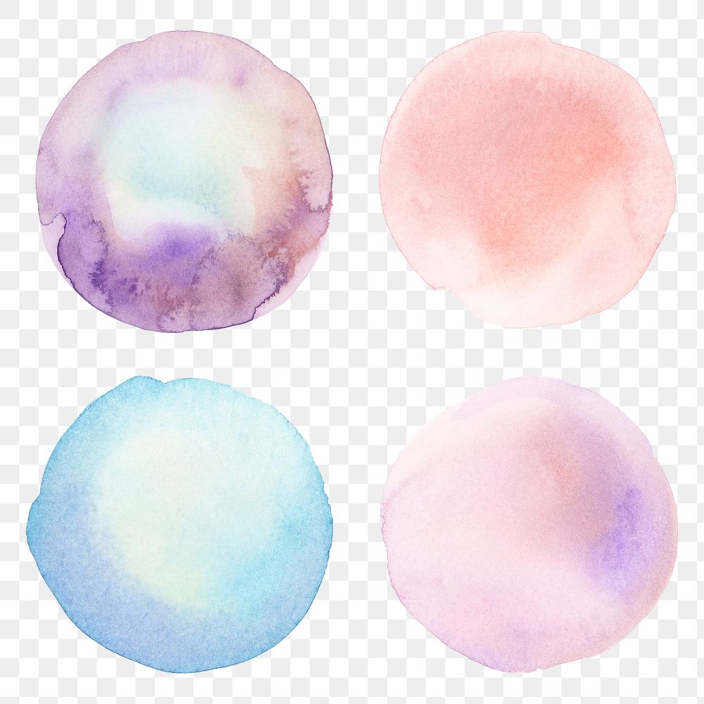 Round colorful watercolor set transparent png