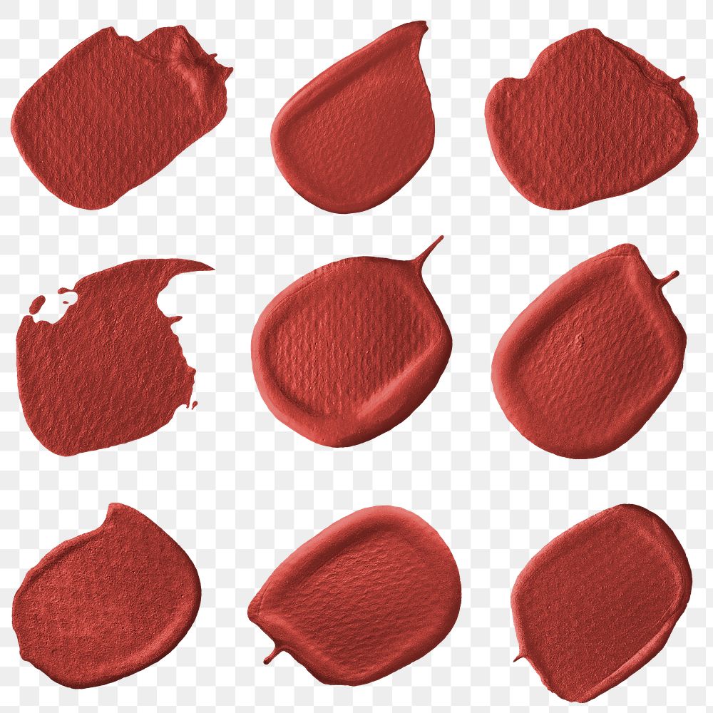 Metallic red brush stroke collection transparent png