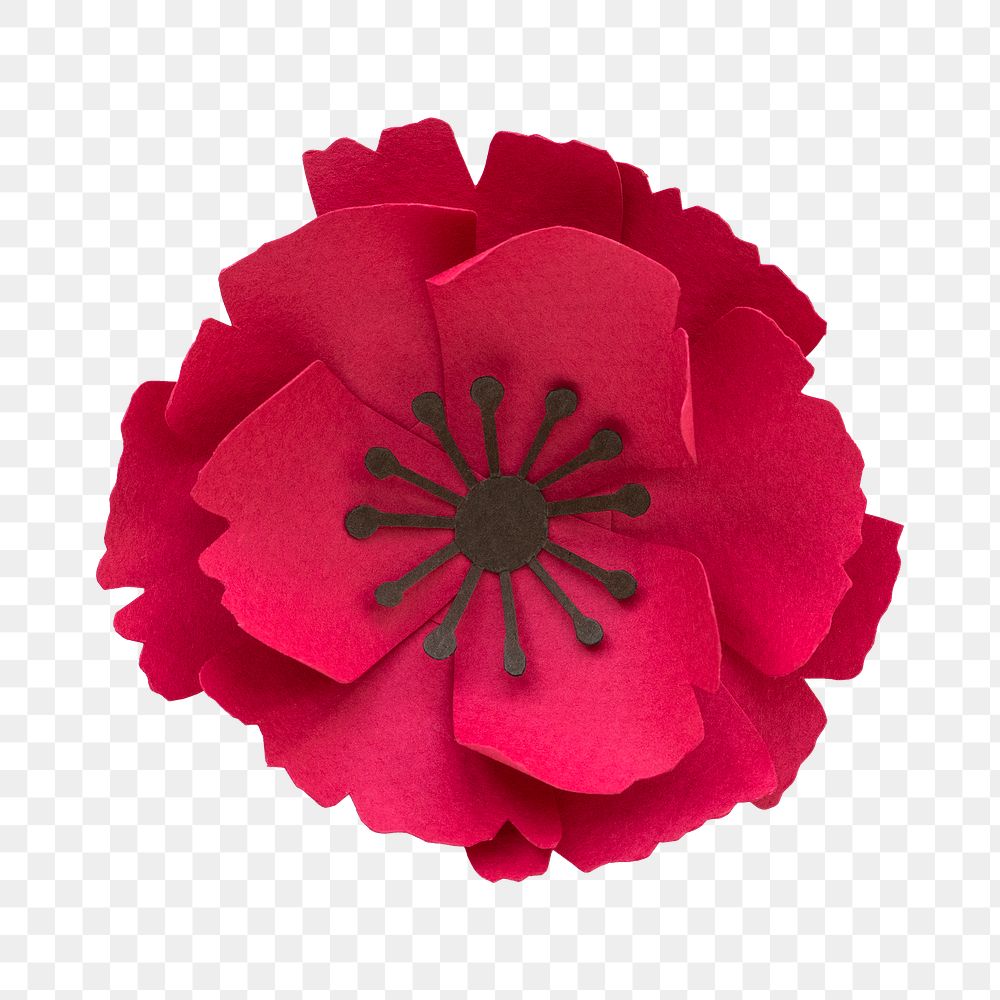 Red poppy paper craft transparent png