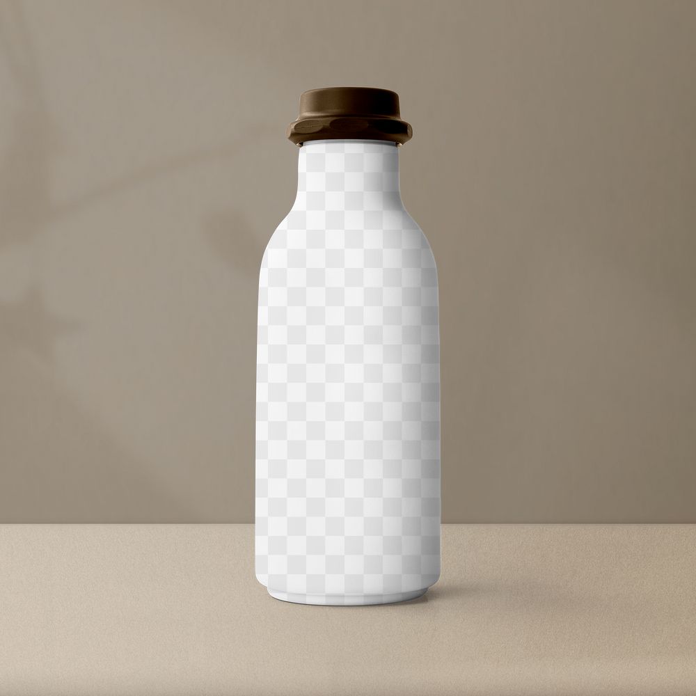 Milk bottle mockup png transparent, product packaging for dairy business