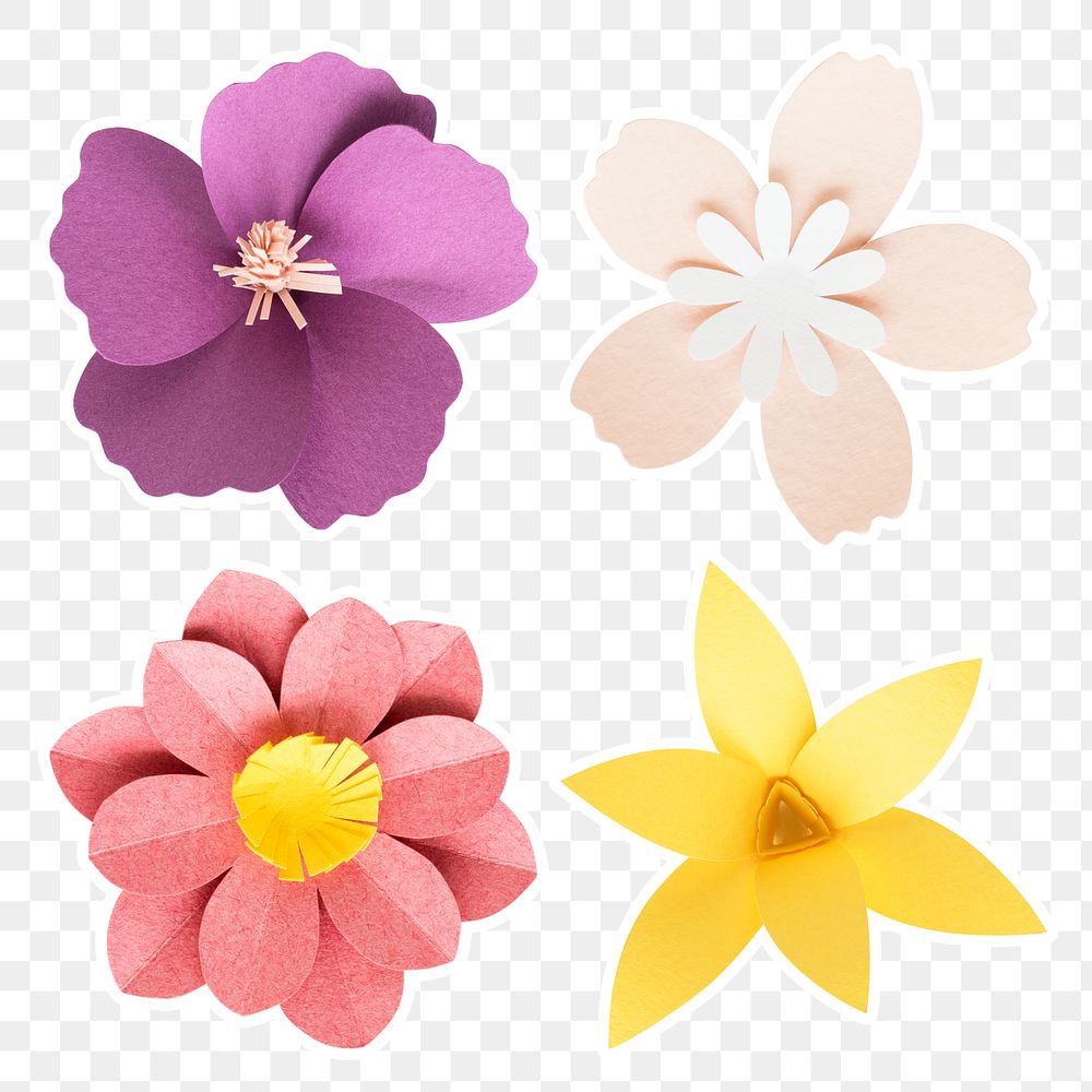Png Tropical flower sticker paper craft set