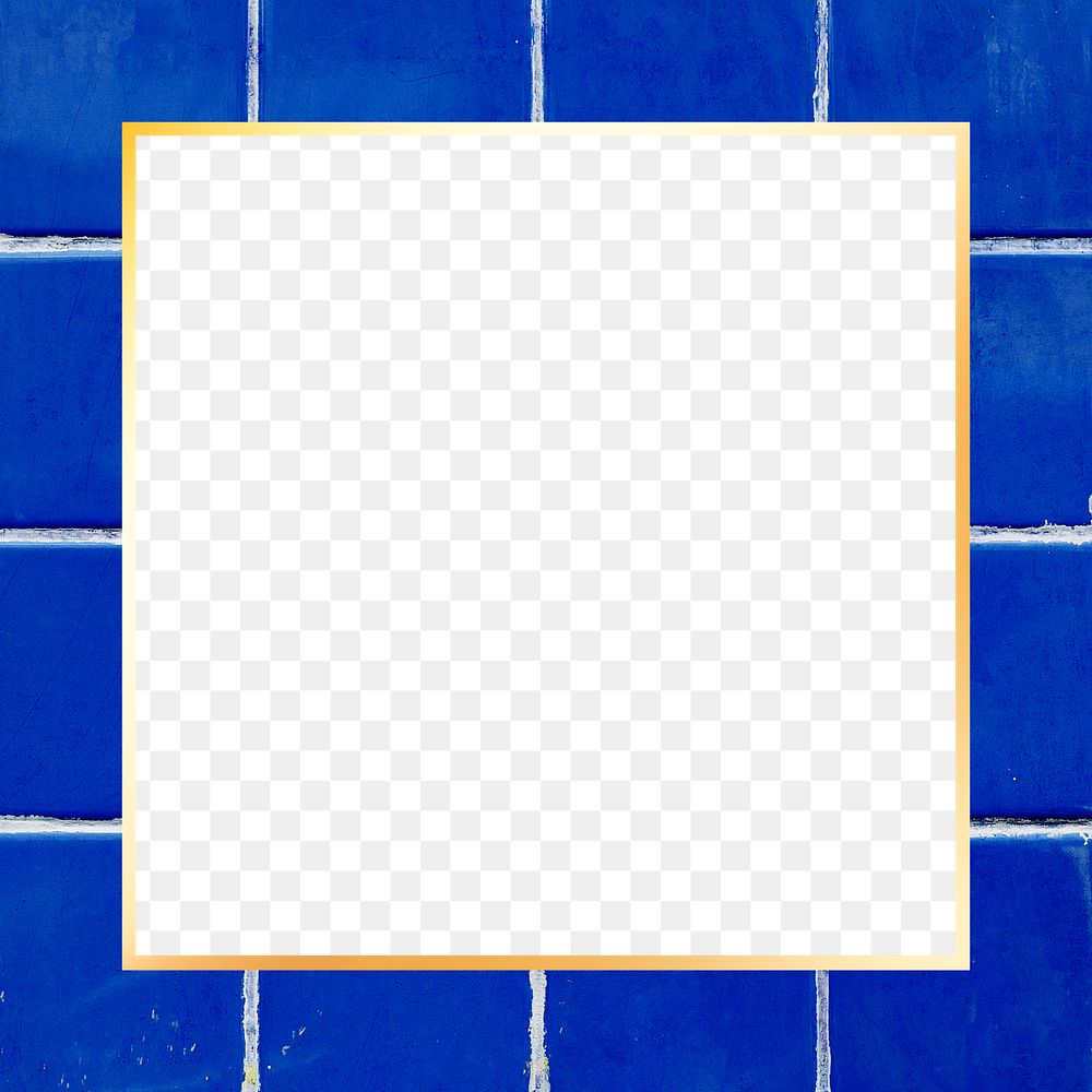 Blue tile pattern png frame design space