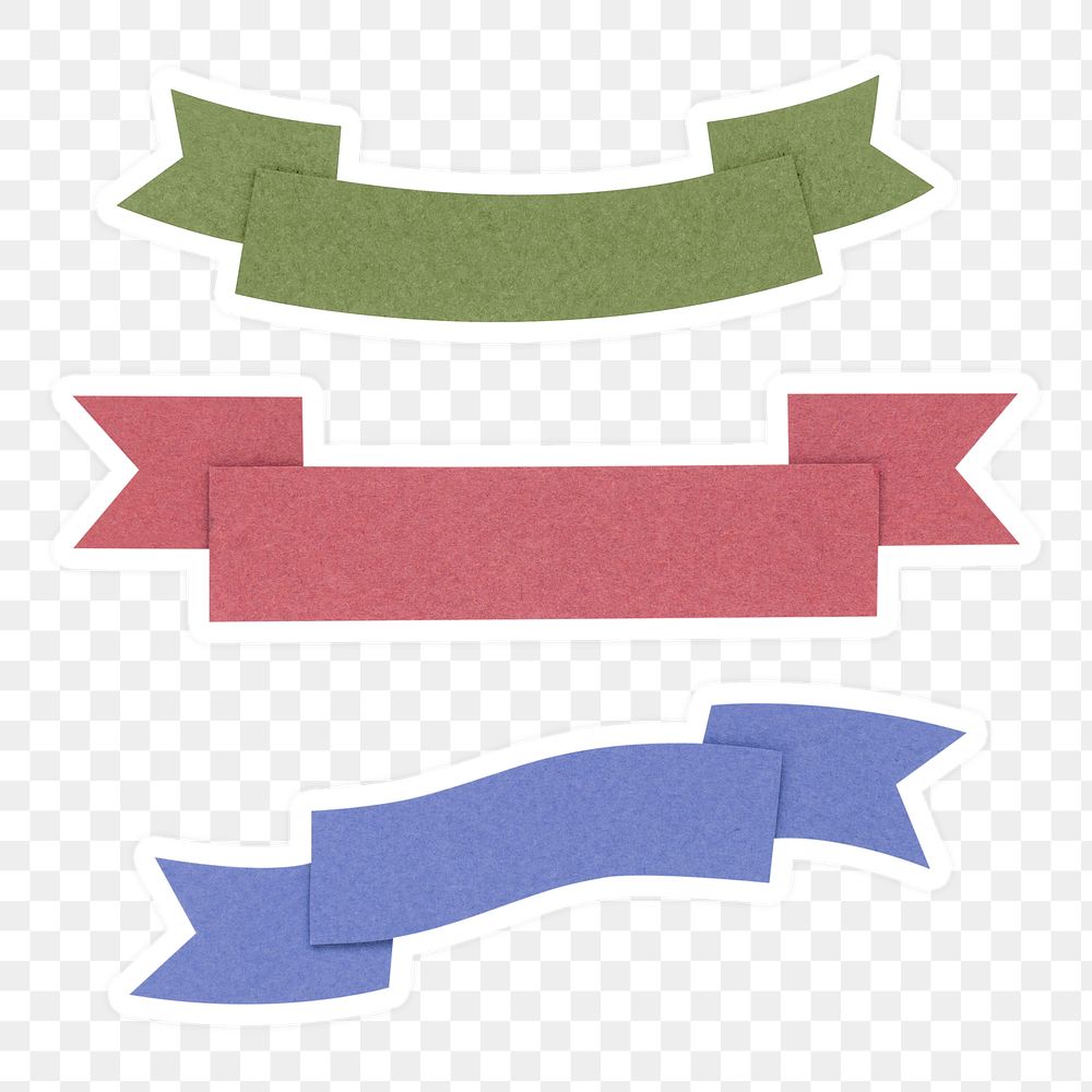 Colorful ribbon banner paper craft sticker set design element