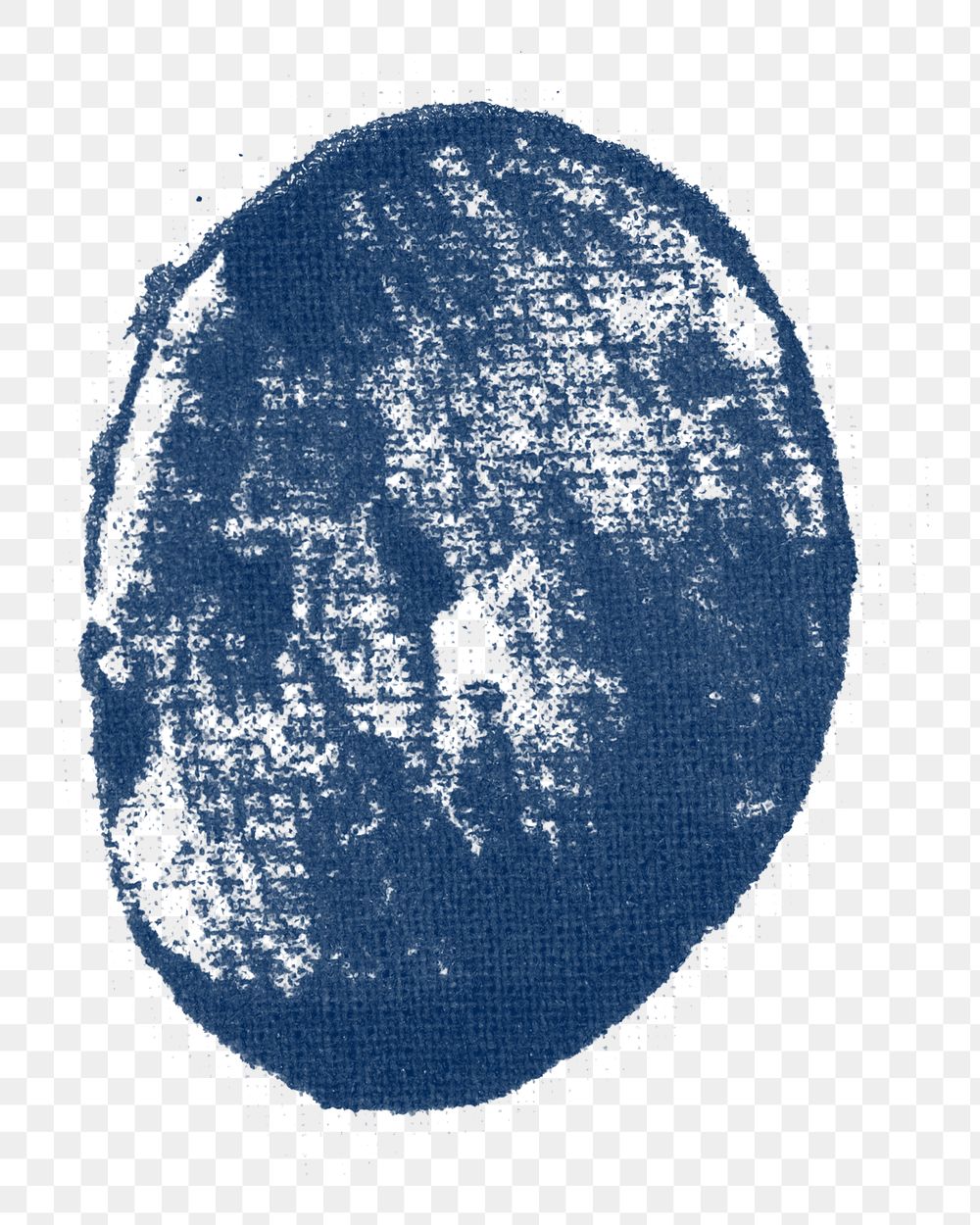 Blue oval png block print sticker