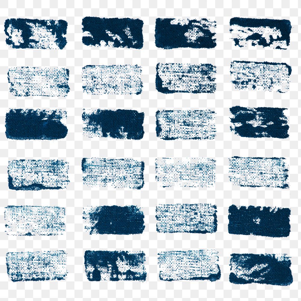 Rectangle block print png in blue tone sticker set