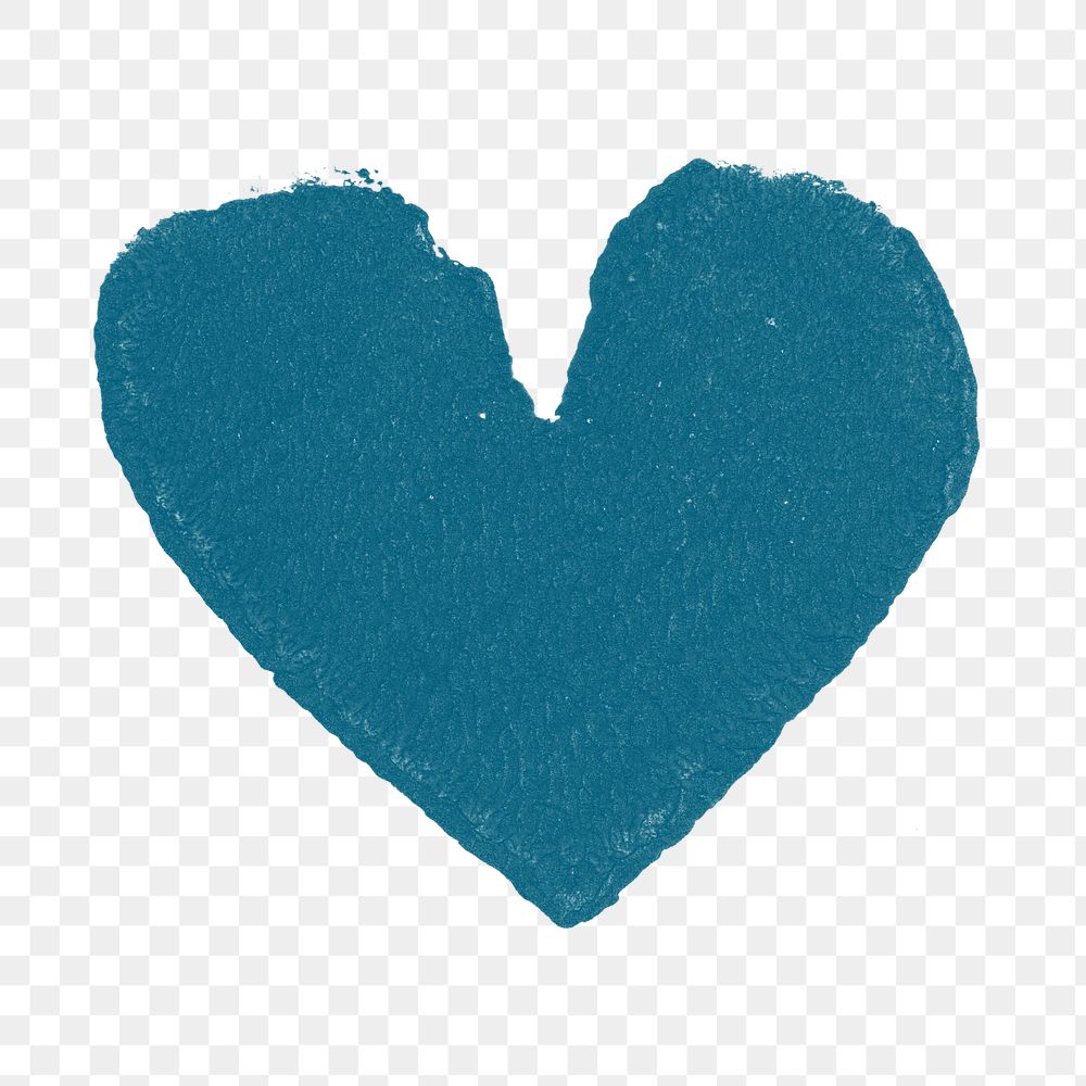 Heart sticker png blue block print